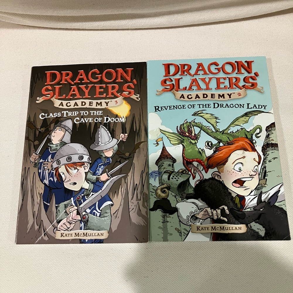 Dragon Slayers' Academy Books - Set of 2 (Blue & Teal Covers) Kate McMullan